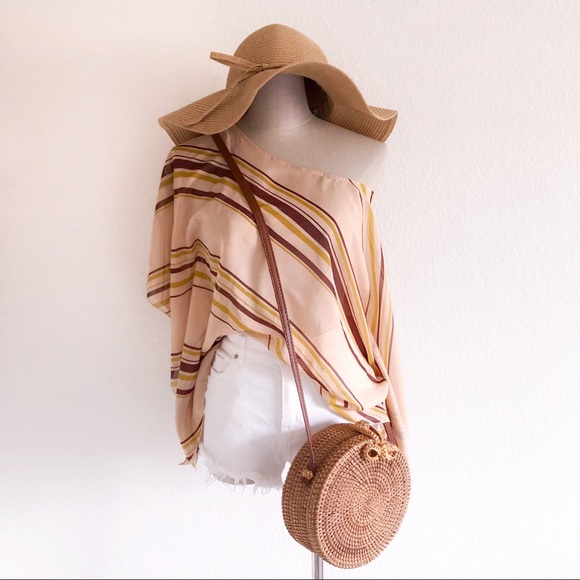 Charlotte Russe Sweaters - Peach Striped Poncho